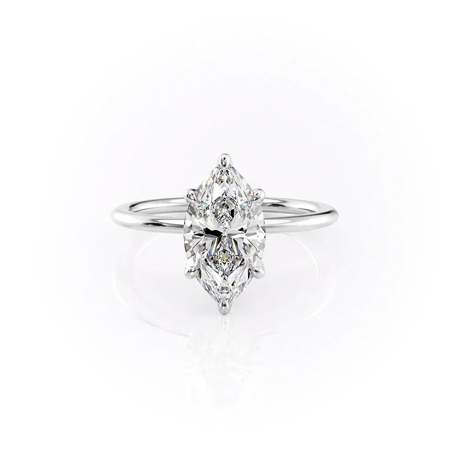 The Petal Kamellie Set With A 2.5 Carat Marquise Moissanite