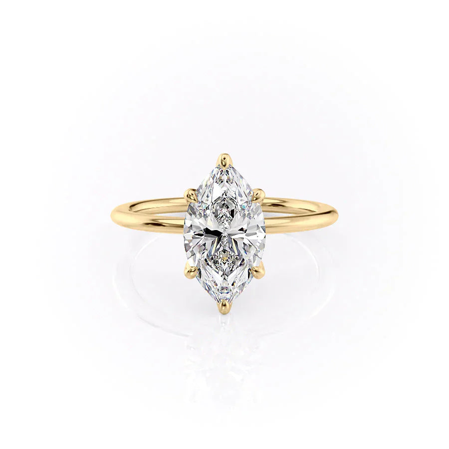 The Petal Kamellie Set With A 2.5 Carat Marquise Moissanite