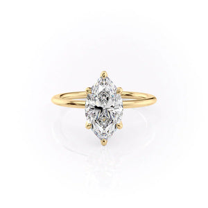 The Petal Kamellie Set With A 3.5 Carat Marquise Moissanite