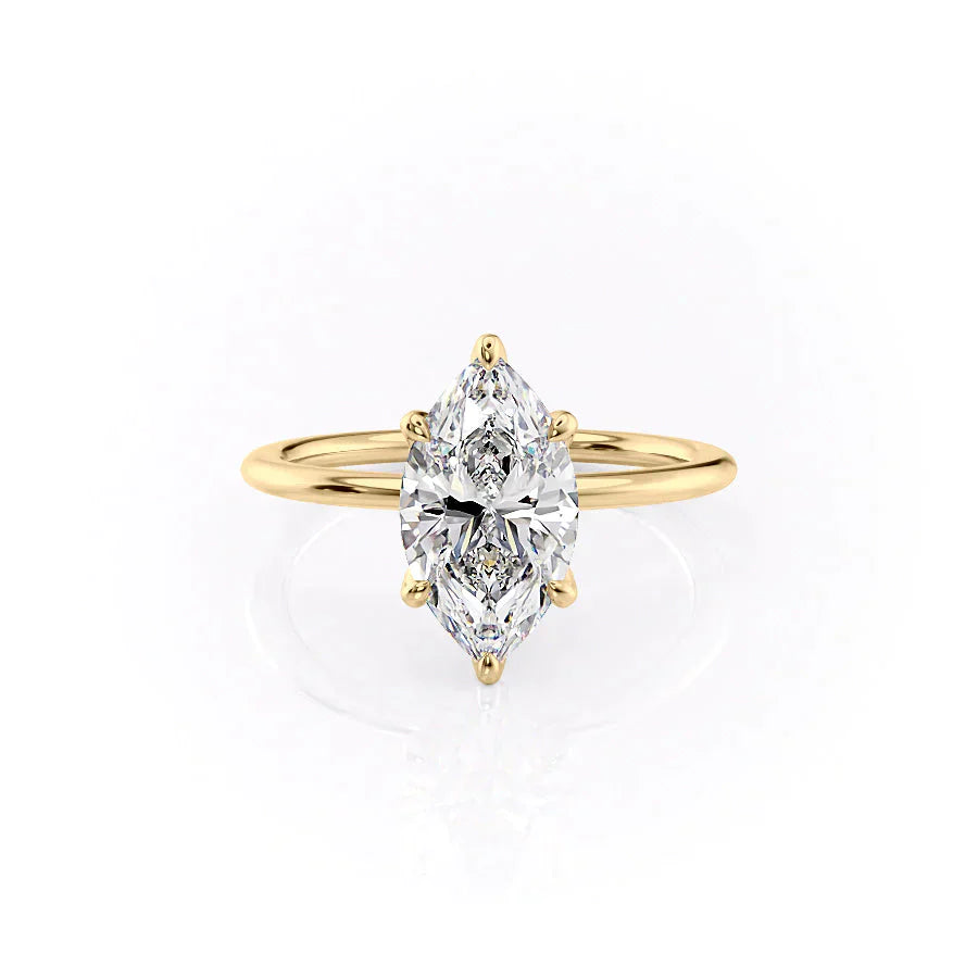 The Petal Kamellie Set With A 3 Carat Marquise Lab Diamond