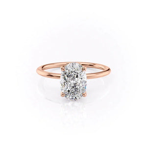 The Petal Kamellie Set With A 3.5 Carat Oval Moissanite