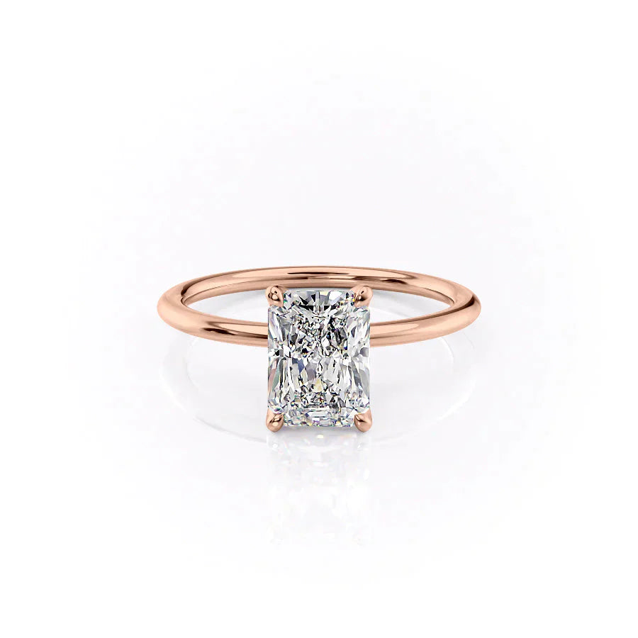 The Petal Kamellie Set With A 2.5 Carat Radiant Lab Diamond