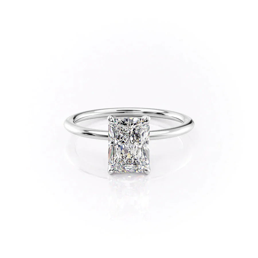 The Petal Kamellie Set With A 2.5 Carat Radiant Lab Diamond