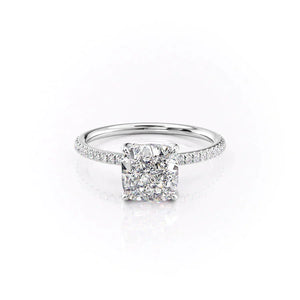 The Pave Petal Kamellie Set With A 4 Carat Cushion Moissanite