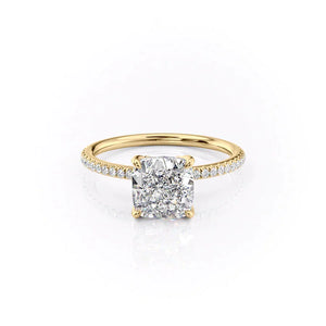 The Pave Petal Kamellie Set With A 1 Carat Cushion Lab Diamond