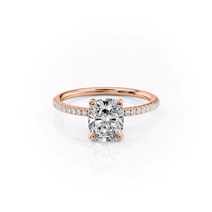 The Pave Petal Kamellie Set With A 3 Carat Elongated Cushion Lab Diamond