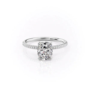 The Pave Petal Kamellie Set With A 2.5 Carat Elongated Cushion Lab Diamond
