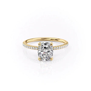 The Pave Petal Kamellie Set With A 3 Carat Elongated Cushion Lab Diamond