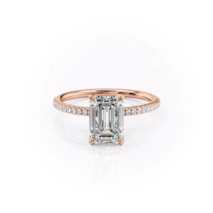 The Pave Petal Kamellie Set With A 3.5 Carat Emerald Moissanite