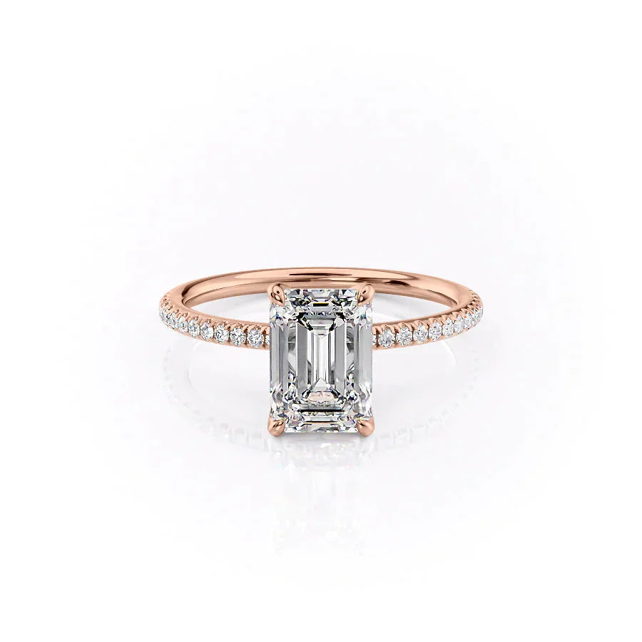 The Pave Petal Kamellie Set With A 4 Carat Emerald Moissanite