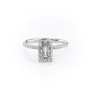 The Pave Petal Kamellie Set With A 1 Carat Emerald Moissanite