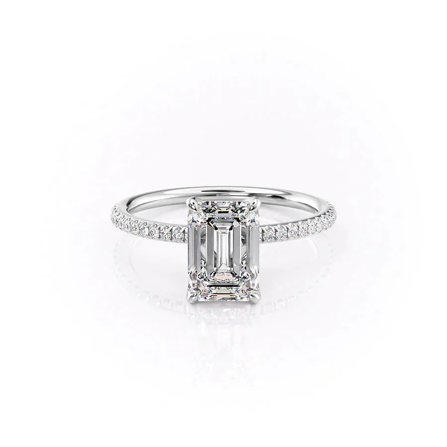 The Pave Petal Kamellie Set With A 1 Carat Emerald Lab Diamond