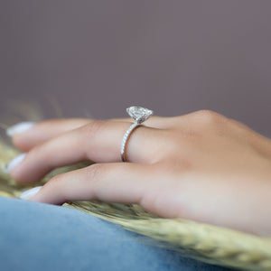 The Pave Petal Kamellie Set With A 2 Carat Oval Lab Diamond
