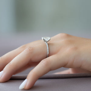 The Pave Petal Kamellie Set With A 2 Carat Oval Lab Diamond