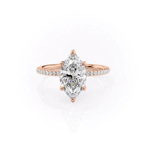The Pave Petal Kamellie Set With A 1 Carat Marquise Lab Diamond