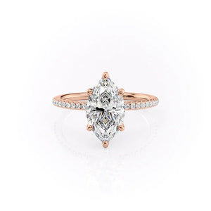 The Pave Petal Kamellie Set With A 1.5 Carat Marquise Moissanite