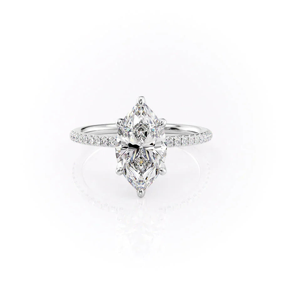 The Pave Petal Kamellie Set With A 3 Carat Marquise Moissanite