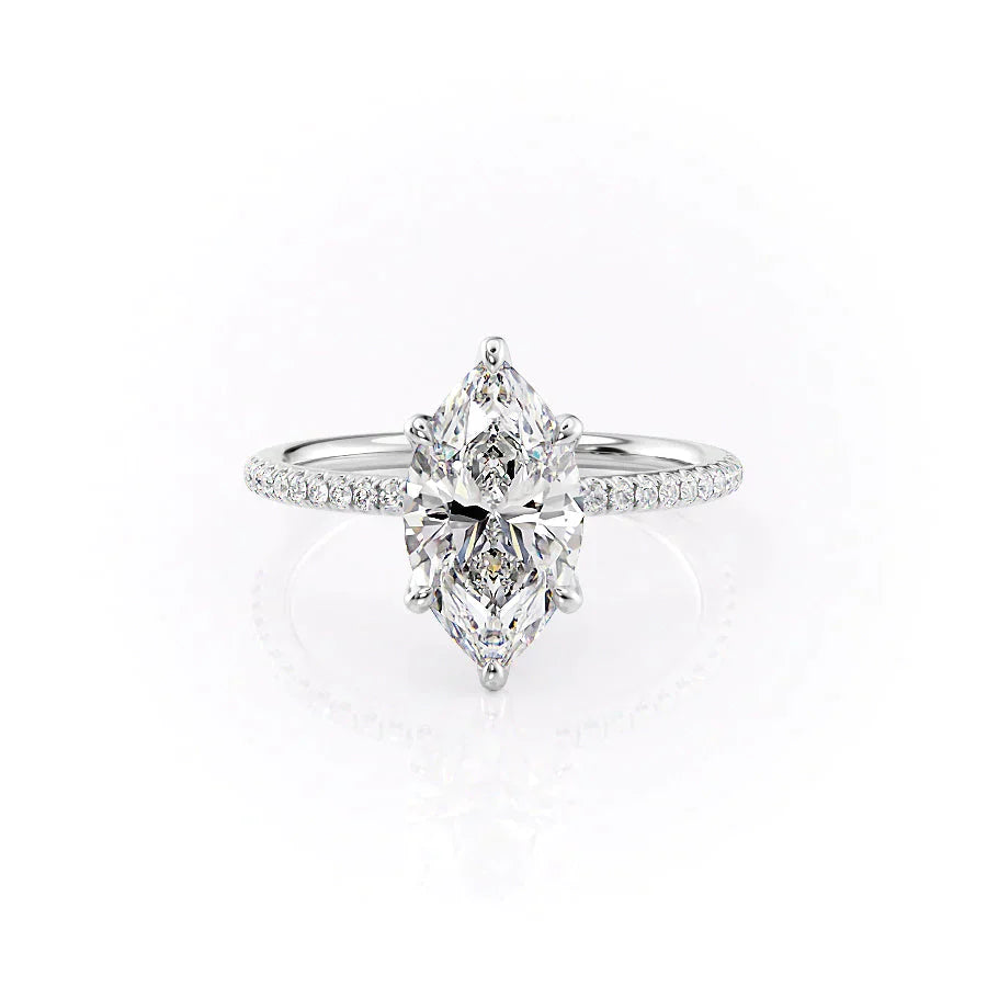 The Pave Petal Kamellie Set With A 2 Carat Marquise Lab Diamond