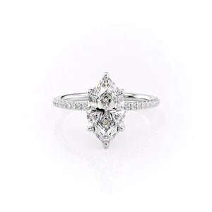 The Pave Petal Kamellie Set With A 2 Carat Marquise Lab Diamond