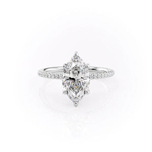The Pave Petal Kamellie Set With A 4 Carat Marquise Moissanite