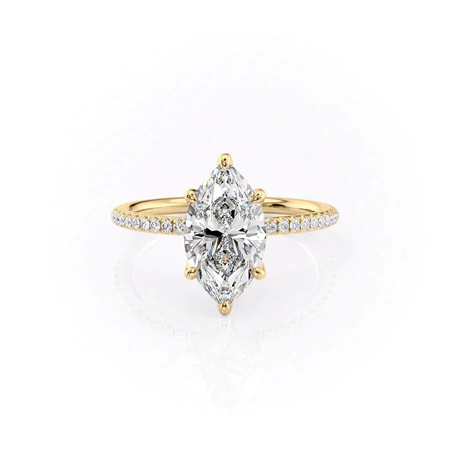 The Pave Petal Kamellie Set With A 2 Carat Marquise Lab Diamond