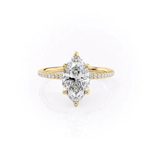 The Pave Petal Kamellie Set With A 2 Carat Marquise Lab Diamond