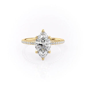 The Pave Petal Kamellie Set With A 3 Carat Marquise Moissanite