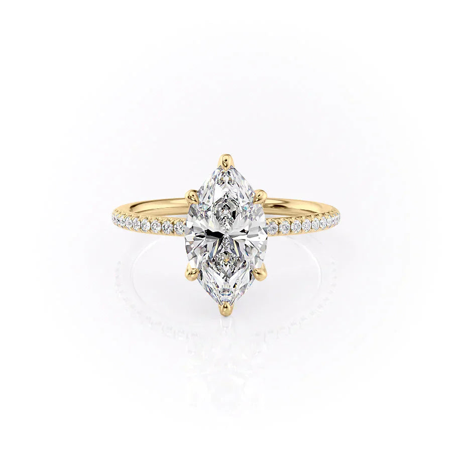The Pave Petal Kamellie Set With A 2 Carat Marquise Moissanite