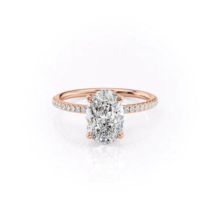 The Pave Petal Kamellie Set With A 4.5 Carat Oval Moissanite