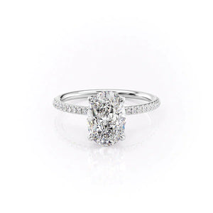 The Pave Petal Kamellie Set With A 4.5 Carat Oval Moissanite