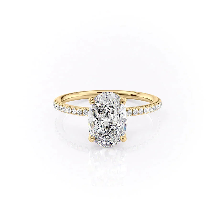 The Pave Petal Kamellie Set With A 3 Carat Oval Lab Diamond
