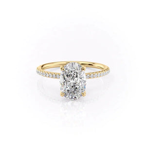 The Pave Petal Kamellie Set With A 1.5 Carat Oval Lab Diamond