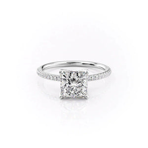 The Pave Petal Kamellie Set With A 1 Carat Princess Moissanite