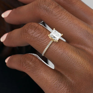The Pave Petal Kamellie Set With A 1 Carat Princess Moissanite