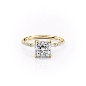 The Pave Petal Kamellie Set With A 2 Carat Princess Moissanite