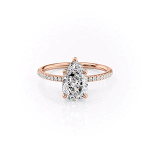 The Pave Petal Kamellie Set With A 1 Carat Pear Moissanite
