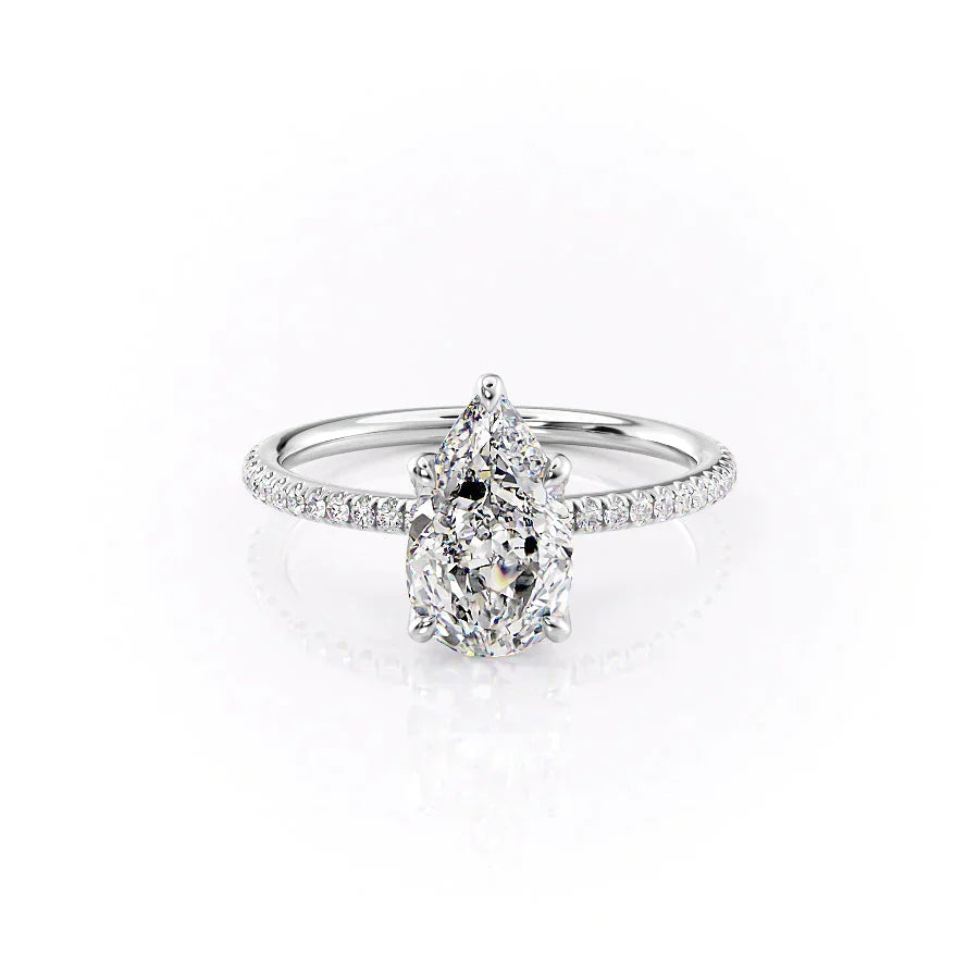 The Pave Petal Kamellie Set With A 3 Carat Pear Lab Diamond