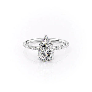 The Pave Petal Kamellie Set With A 3 Carat Pear Lab Diamond