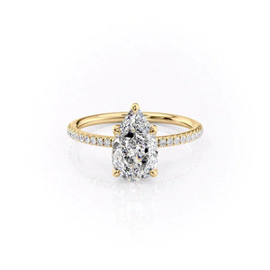 The Pave Petal Kamellie Set With A 5 Carat Pear Moissanite