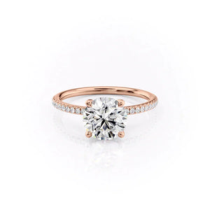 The Pave Petal Kamellie Set With A 2.5 Carat Round Lab Diamond