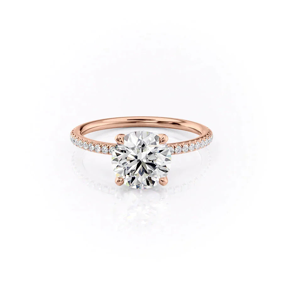 The Pave Petal Kamellie Set With A 3 Carat Round Moissanite