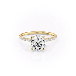 The Pave Petal Kamellie Set With A 1.5 Carat Round Lab Diamond