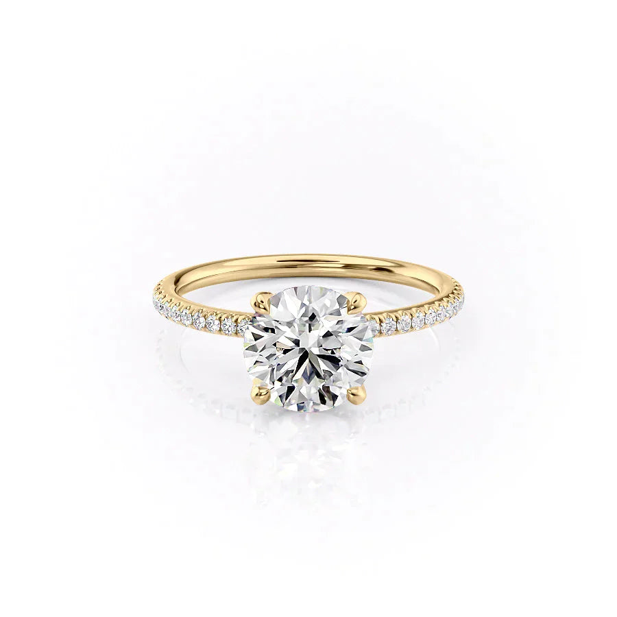 The Pave Petal Kamellie Set With A 5 Carat Round Moissanite