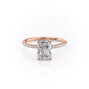 The Pave Petal Kamellie Set With A 2 Carat Radiant Lab Diamond