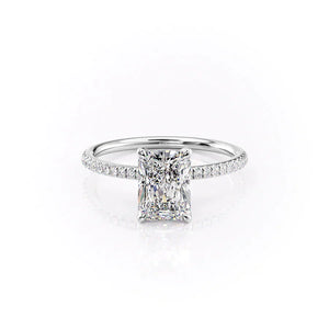 The Pave Petal Kamellie Set With A 4.5 Carat Radiant Moissanite