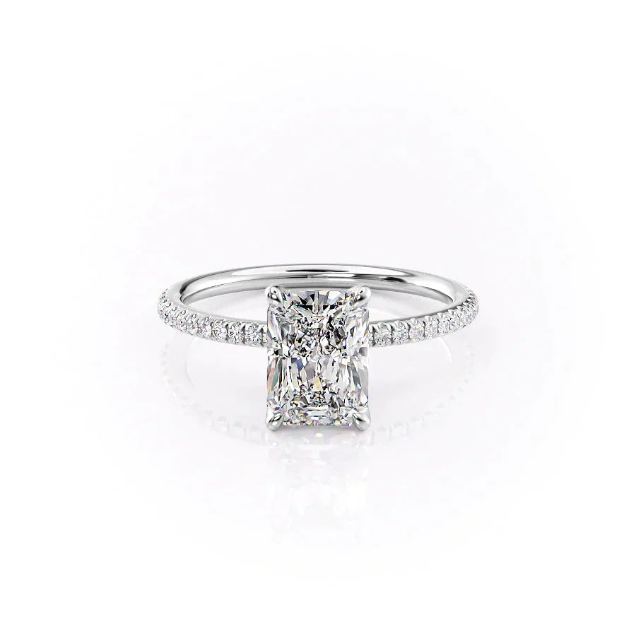 The Pave Petal Kamellie Set With A 1.5 Carat Radiant Lab Diamond