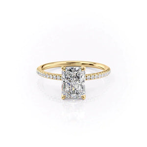 The Pave Petal Kamellie Set With A 1 Carat Radiant Moissanite