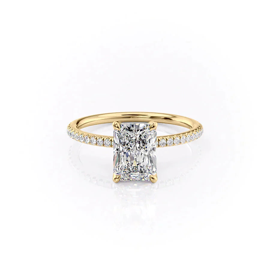 The Pave Petal Kamellie Set With A 2 Carat Radiant Lab Diamond