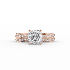 The Caroline Set With A 5 Carat Cushion Moissanite