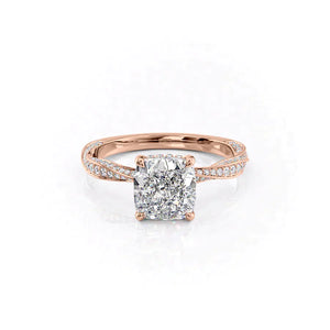 The Caroline Set With A 1 Carat Cushion Moissanite